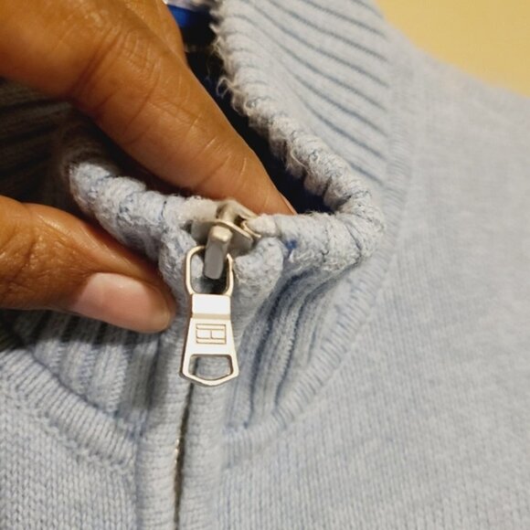 Tommy Hilfiger | Men's Sky Blue Full Zipper Cardigan Sweater (Size Medium) - Picture 4 of 15